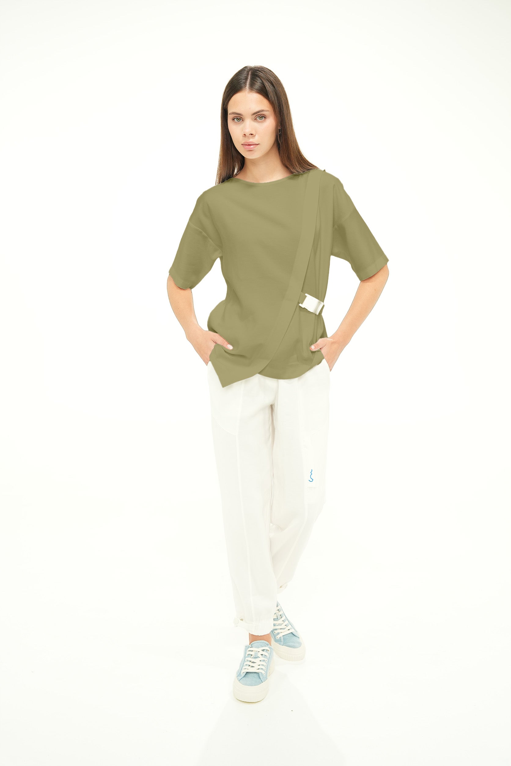 Kadın Scrubs Aparatlı Asimetrik Üst Heart Beat