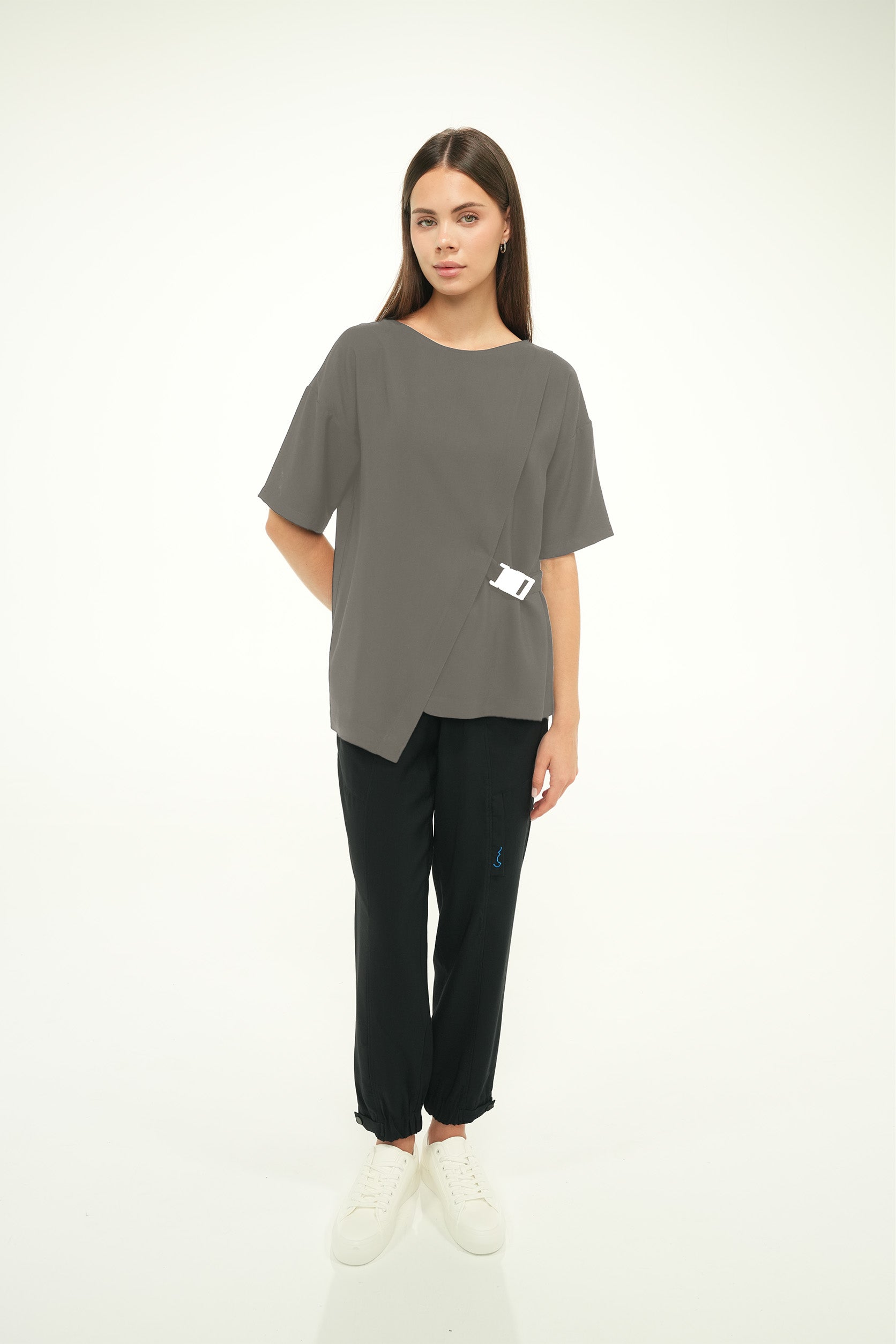 Kadın Scrubs Aparatlı Asimetrik Üst Life